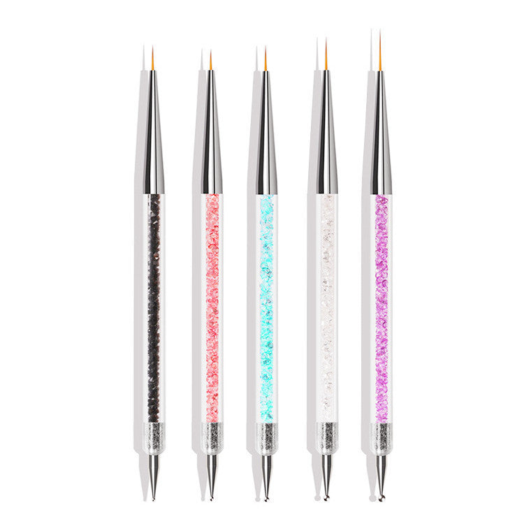 JMT-461450 5-Piece Nylon Brush Set for Nail Art - Double Head Point Drill & Line Drawing