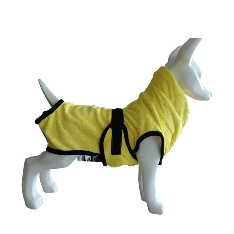 JMT-461770 Absorbent Microfiber Pet Towel Bathrobe for Dogs in Pink, Beige, Blue, Yellow - Sizes XS to XL