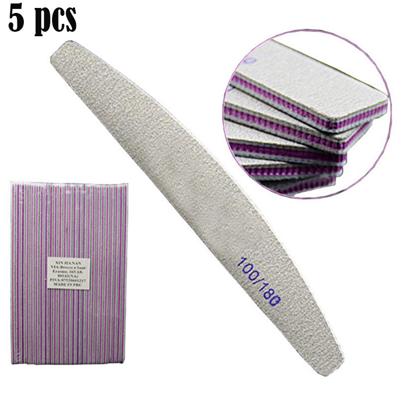 JMT-462602 Half-Moon Shaped Nail File with Rubbing and Polishing Strips - 100/180 Mesh Emery Tool