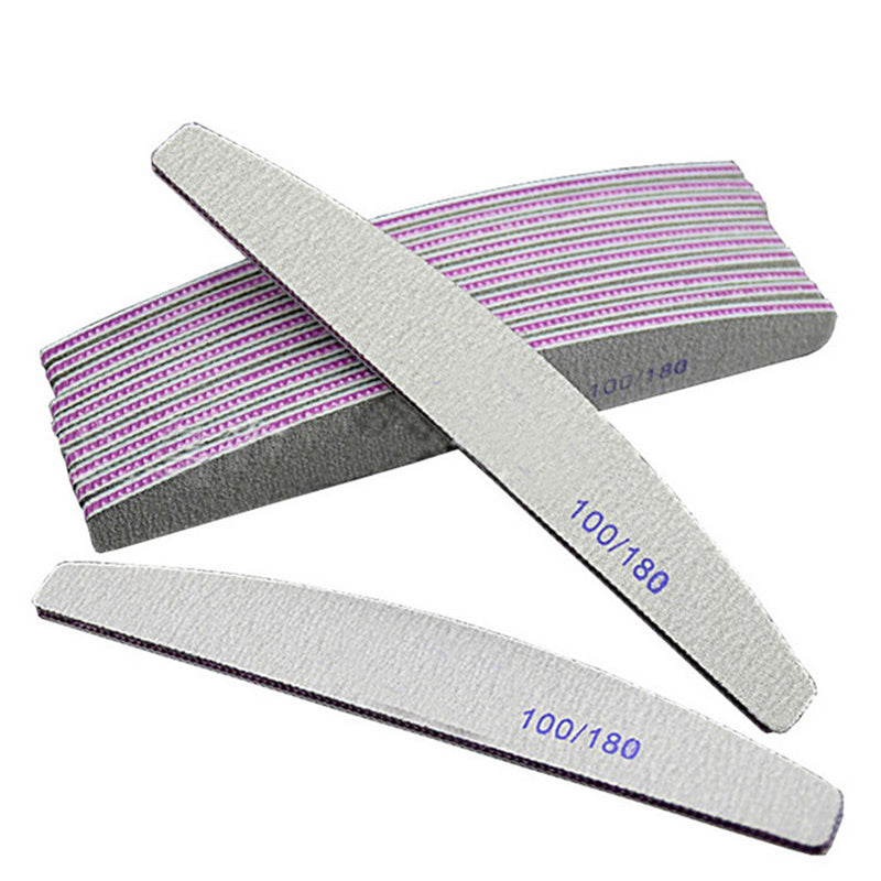 JMT-462602 Half-Moon Shaped Nail File with Rubbing and Polishing Strips - 100/180 Mesh Emery Tool