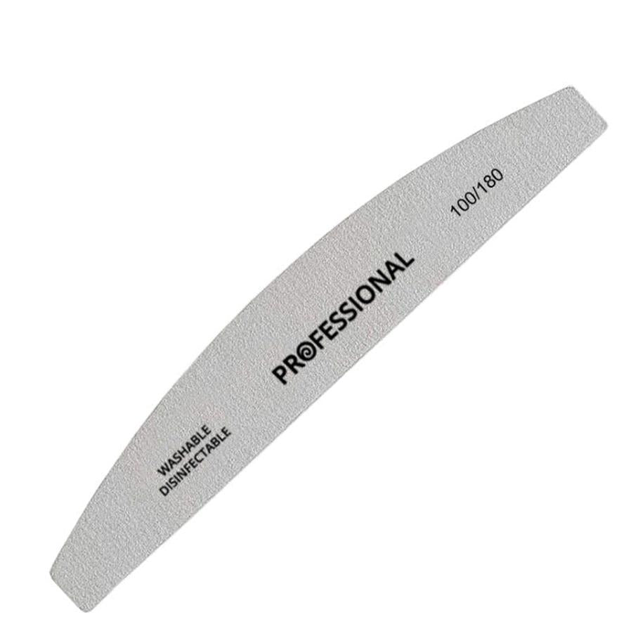 JMT-462602 Half-Moon Shaped Nail File with Rubbing and Polishing Strips - 100/180 Mesh Emery Tool