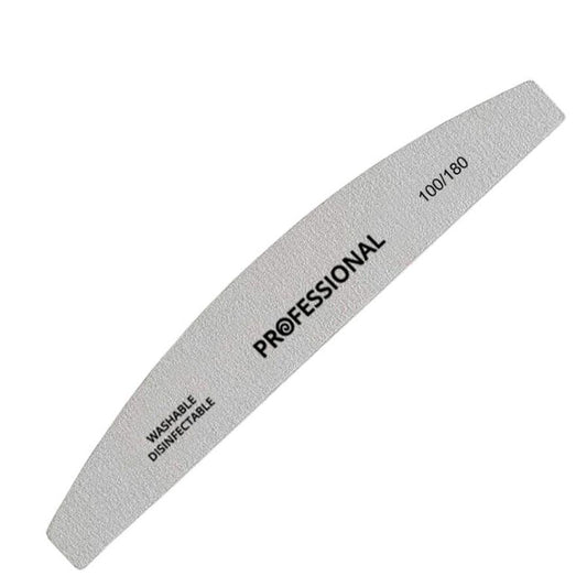 JMT-462602 Half-Moon Shaped Nail File with Rubbing and Polishing Strips - 100/180 Mesh Emery Tool