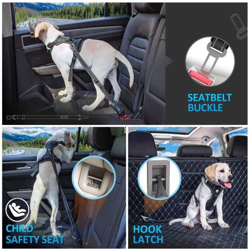 JMT-462794 Multifunctional Reflective Elastic Pet Car Seat Belt - Durable Nylon with Adjustable Length 54-90cm