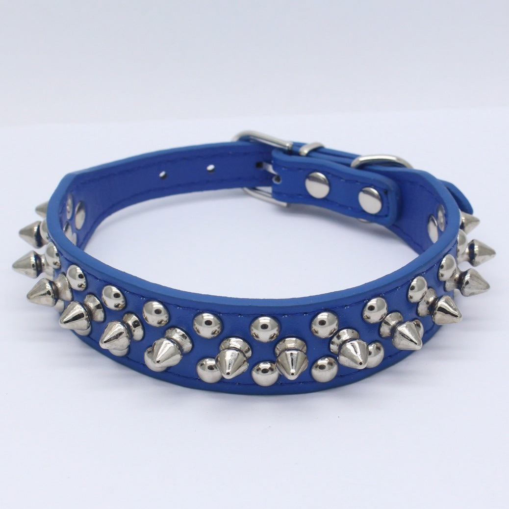 JMT-463114 Durable PU Leather Dog Collar with Zinc Alloy Accents and Double-Layer Design