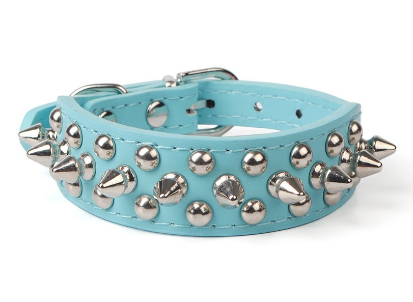 JMT-463114 Durable PU Leather Dog Collar with Zinc Alloy Accents and Double-Layer Design