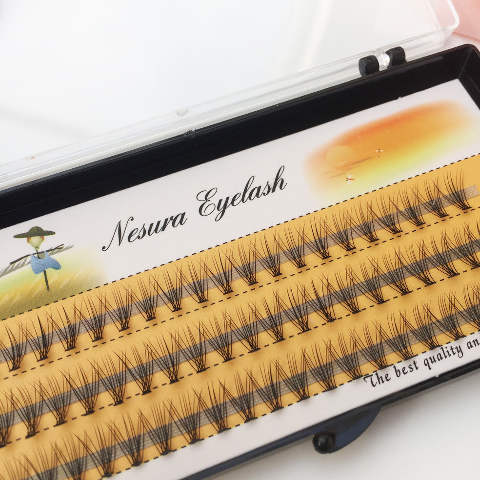 JMT-463562 Imitation Mink Hair Grafted False Eyelashes - 60 Pieces, Black, Size Range: 6-14mm