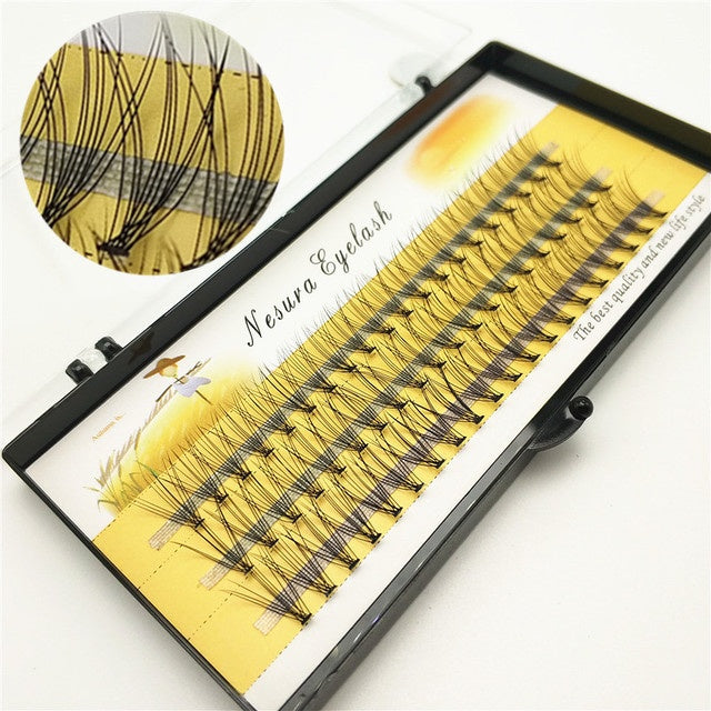 JMT-463562 Imitation Mink Hair Grafted False Eyelashes - 60 Pieces, Black, Size Range: 6-14mm