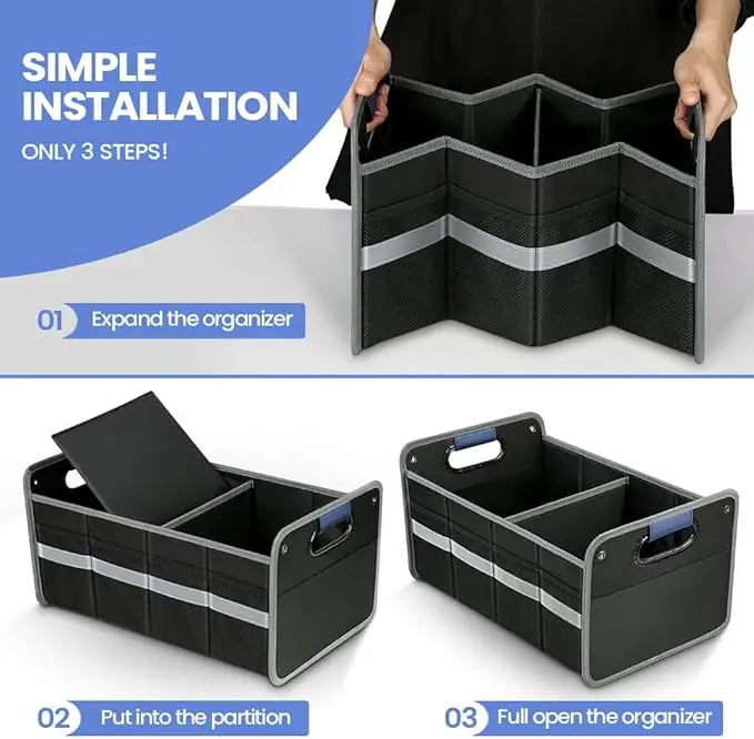 JMT-464074 Collapsible 50L Waterproof Polyester Car Trunk Organizer for SUVs
