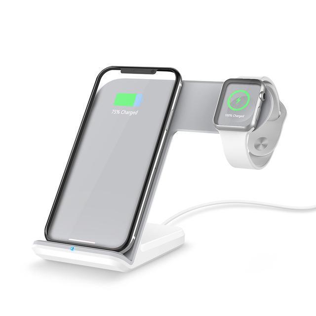 JMT-464138 Dual Fast Wireless Charger for Mobile Phones and Smartwatches - Compatible with iPhone and Android