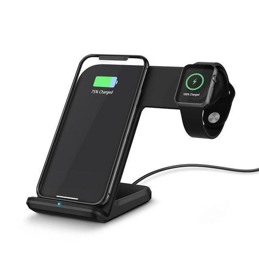 JMT-464138 Dual Fast Wireless Charger for Mobile Phones and Smartwatches - Compatible with iPhone and Android