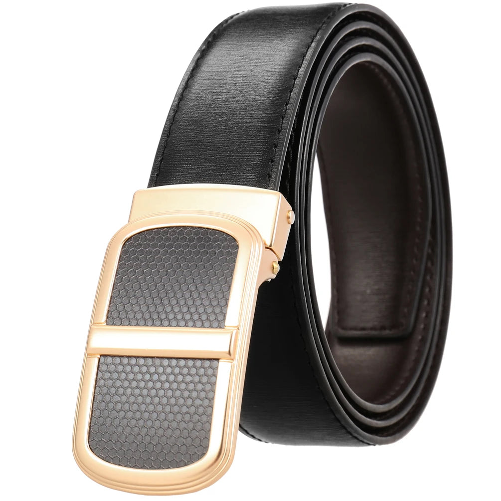JMT-464202 Smooth Buckle Two-Layer Leather Belt - Elegant and Durable Accessory