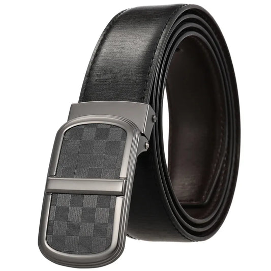JMT-464202 Smooth Buckle Two-Layer Leather Belt - Elegant and Durable Accessory