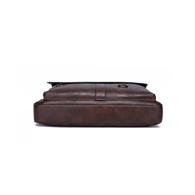 JMT-464266 Leather Laptop Briefcase with Shoulder Strap - Portable Crossbody Messenger Bag