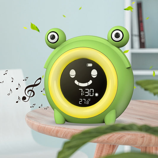 JMT-464394 Cartoon Round LCD Alarm Clock with Thermometer and Luminous Function
