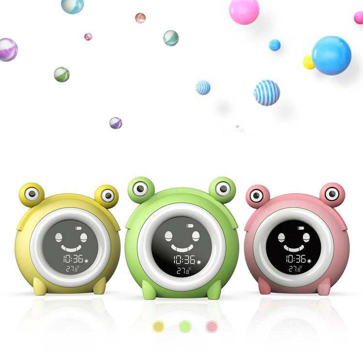 JMT-464394 Cartoon Round LCD Alarm Clock with Thermometer and Luminous Function