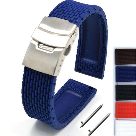 JMT-464778 Comfortable Silicone Watch Strap with Stainless Steel Buckle - Universal Fit for Most Watches