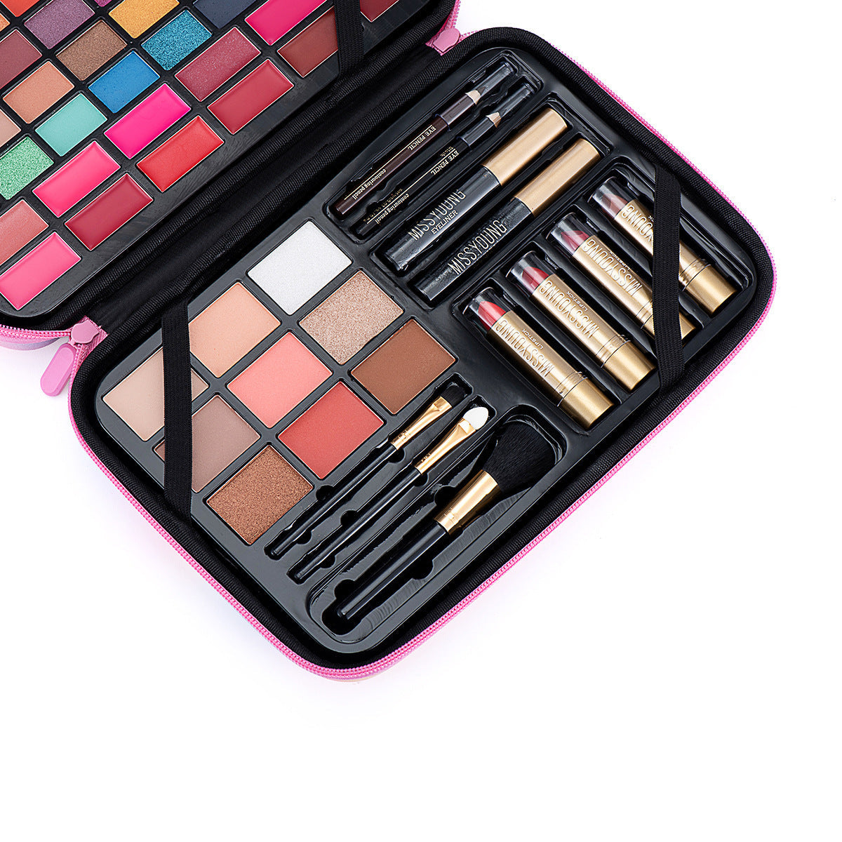 JMT-465034 Makeup Essentials Set: Lipstick, Lip Glaze, Eyebrow Pencil, Highlighter & More