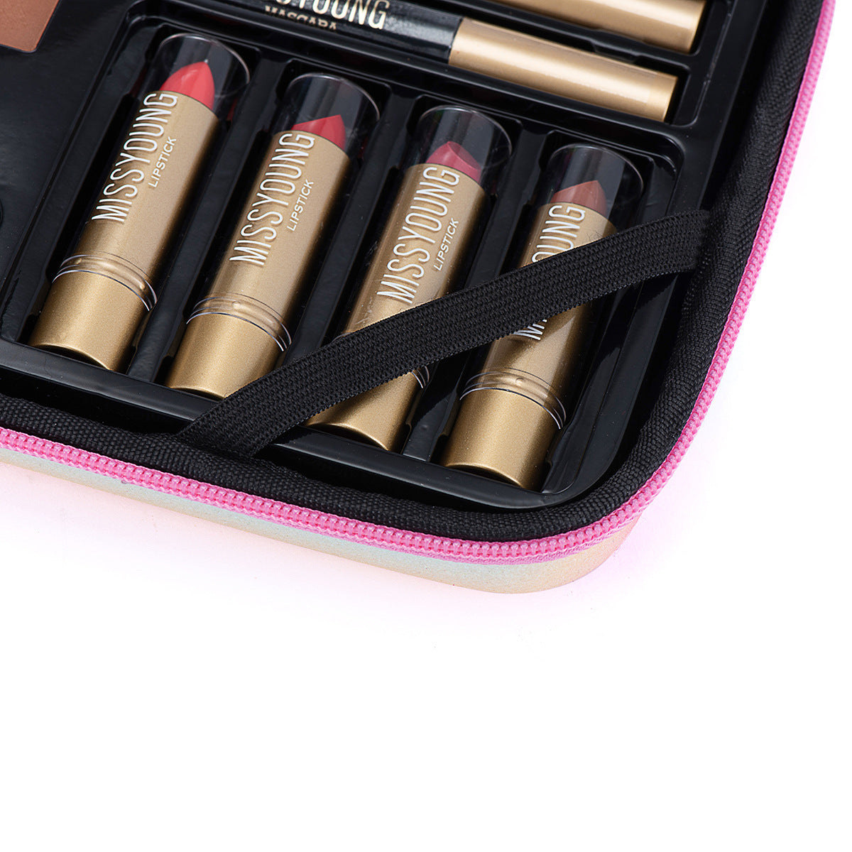 JMT-465034 Makeup Essentials Set: Lipstick, Lip Glaze, Eyebrow Pencil, Highlighter & More