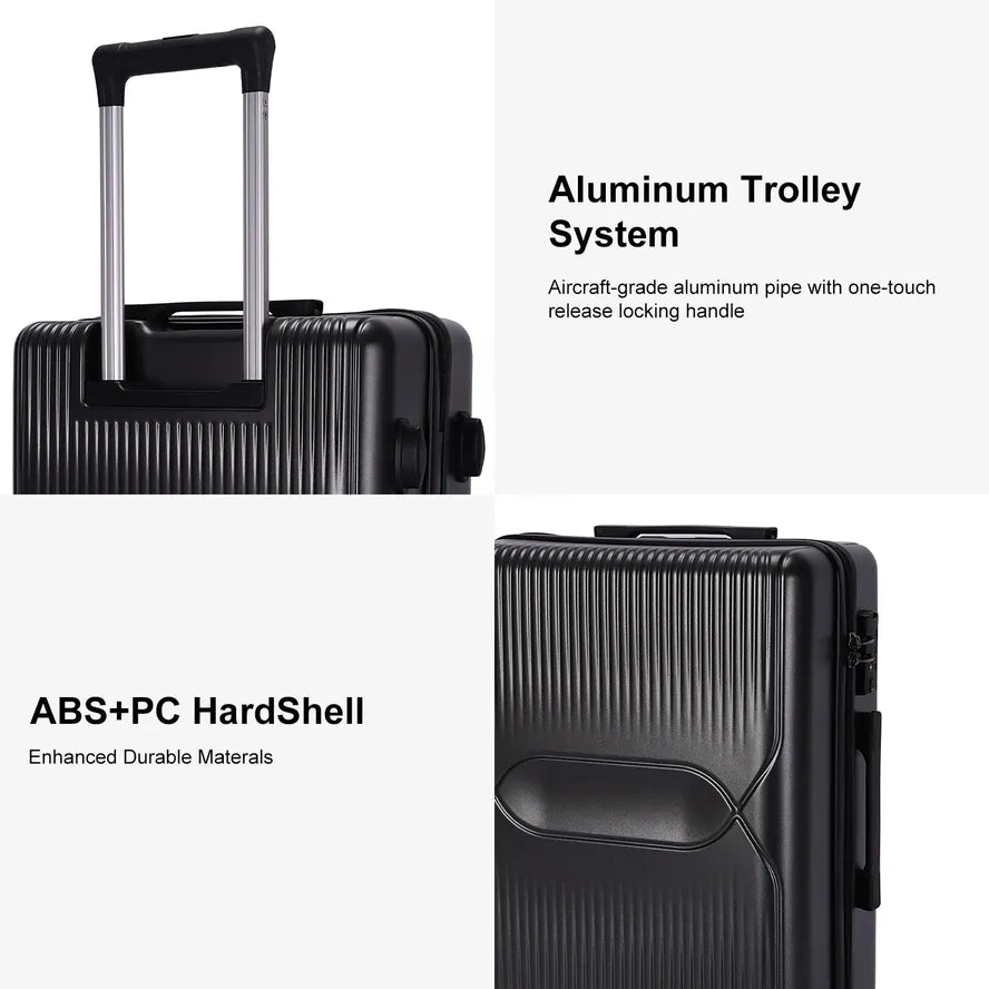 JMT-465162 Aluminium Trolley Hard Shell Suitcase Travel Set - 3 Pieces