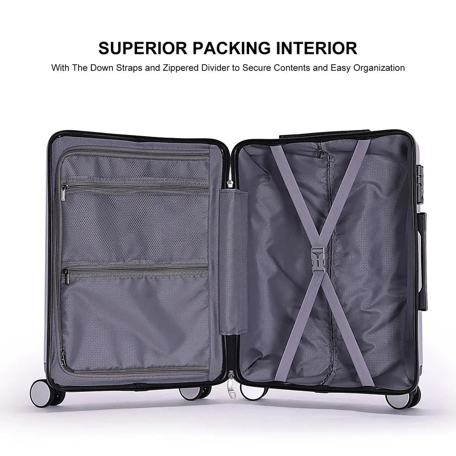 JMT-465162 Aluminium Trolley Hard Shell Suitcase Travel Set - 3 Pieces