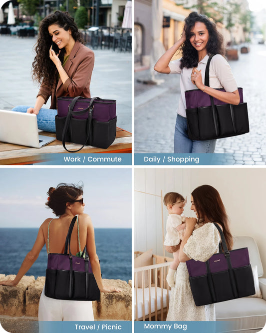JMT-465418 Professional Multi-Pocket Laptop Tote Bag for Daily Use and Diaper Essentials