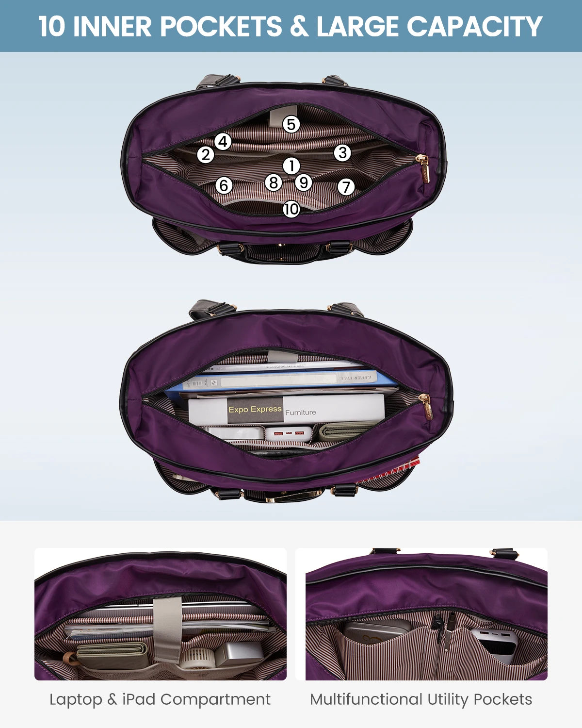 JMT-465418 Professional Multi-Pocket Laptop Tote Bag for Daily Use and Diaper Essentials