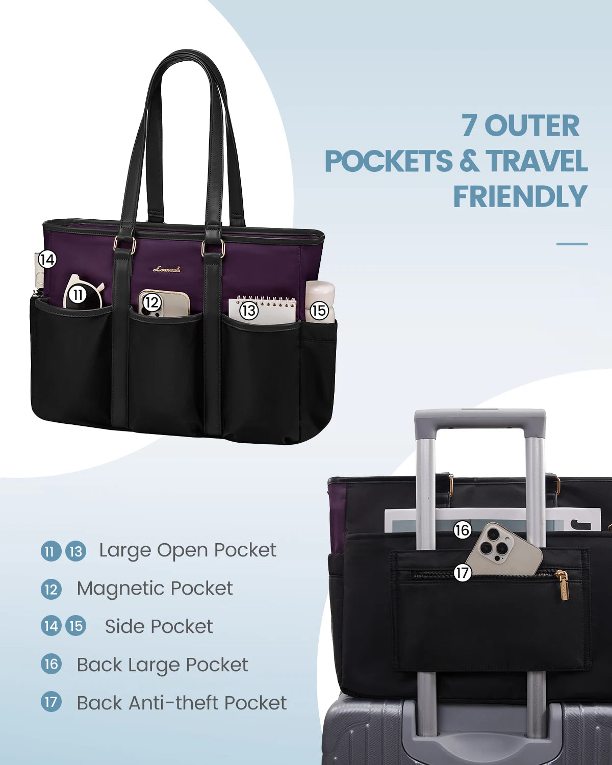 JMT-465418 Professional Multi-Pocket Laptop Tote Bag for Daily Use and Diaper Essentials