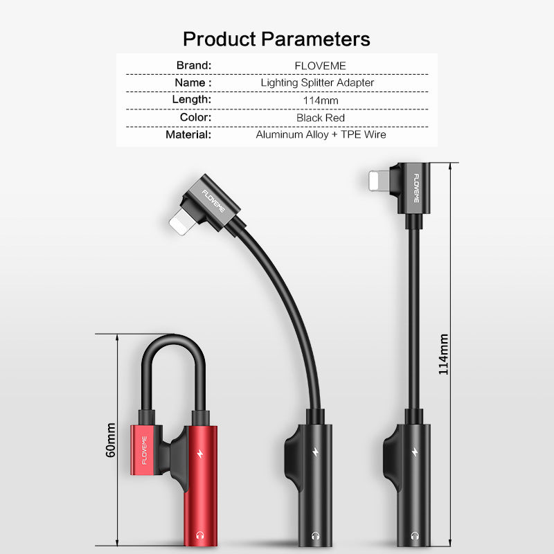 JMT-465930 Lightning Adapter for Audio Headset and Charging with Remote Control Function