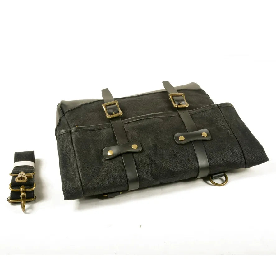 JMT-466122 Large Waterproof Waxed Canvas Vintage Motorcycle Tool Bag