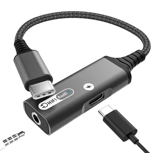 JMT-466250 USB-C to 3.5mm Audio Adapter for iPhone 15 and Android Phones - Dual Functionality Headphone Jack Converter