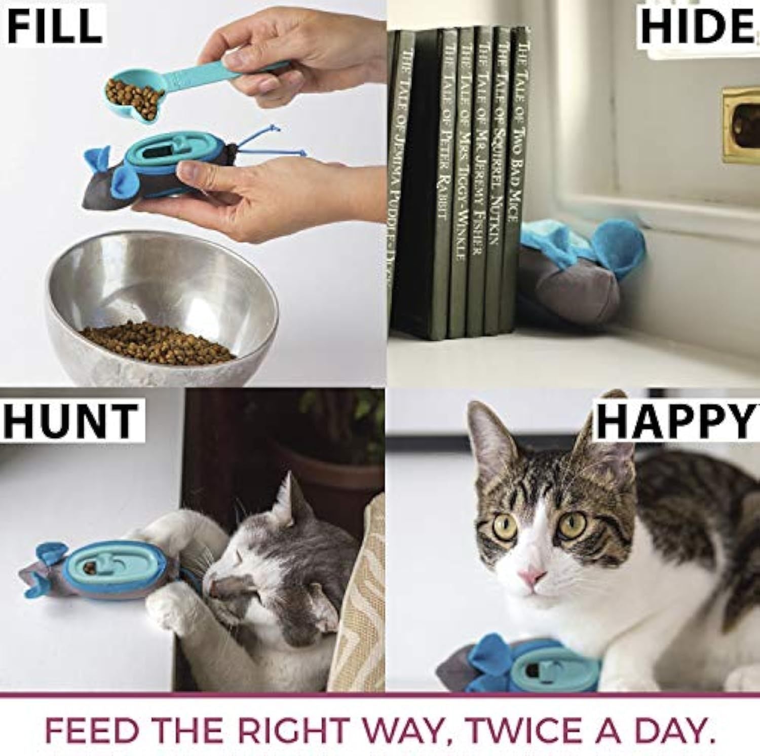 JMT-466570 Interactive Indoor Cat Treat Dispenser with Adjustable Feeder for Mental Stimulation and Natural Hunting Instincts