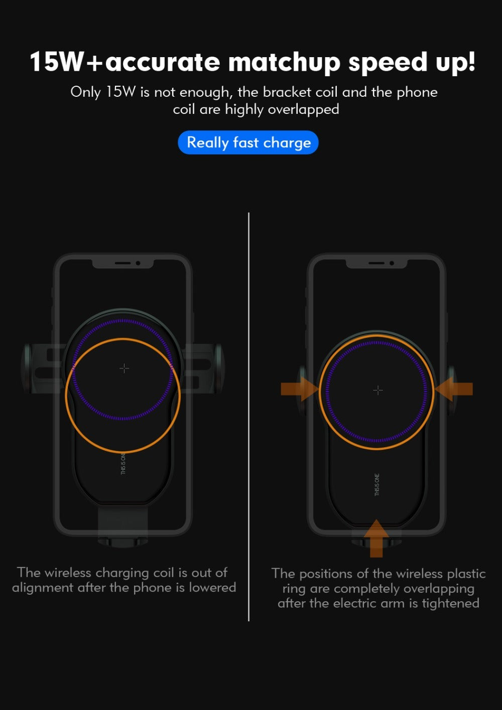 JMT-466762 Car Wireless Charger with Touch Control and Intelligent Induction, Metal Object Detection, 8MM Sensing Distance