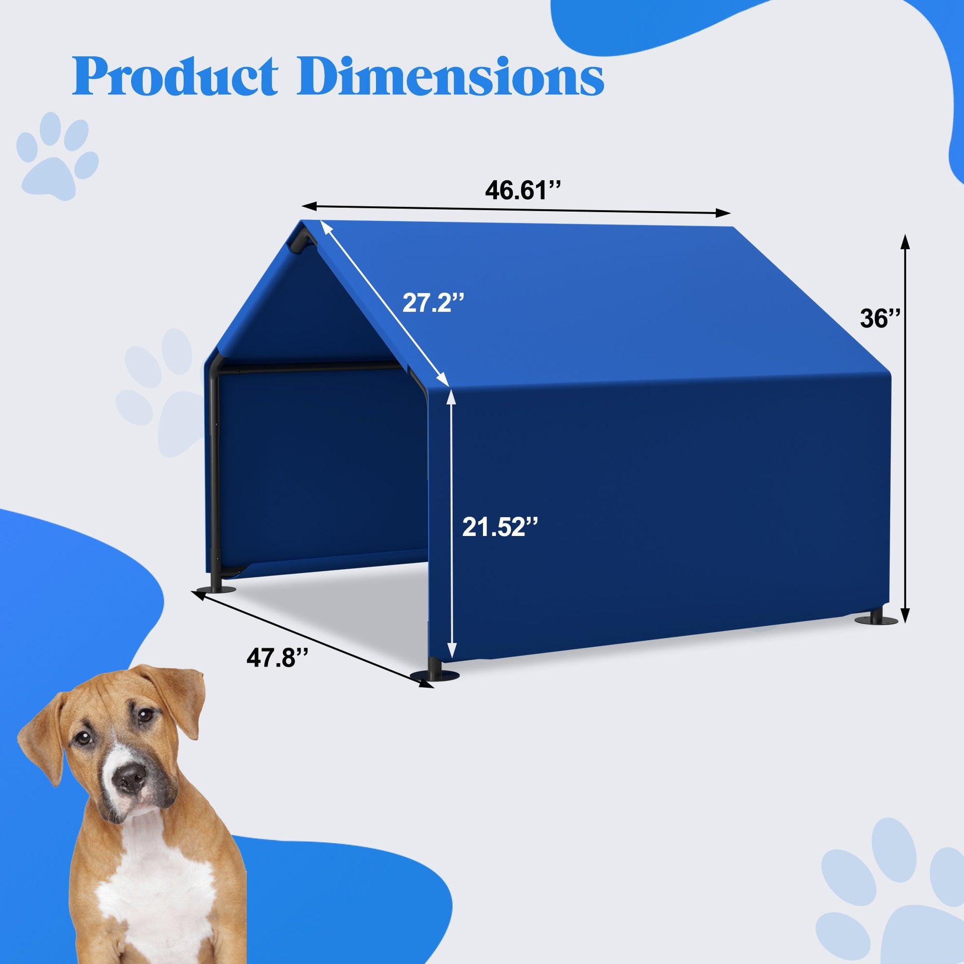 JMT-466762 Outdoor Dog Shade Shelter Tent - Waterproof Canvas for Small and Medium Dogs, UV Protection and Ventilated Design