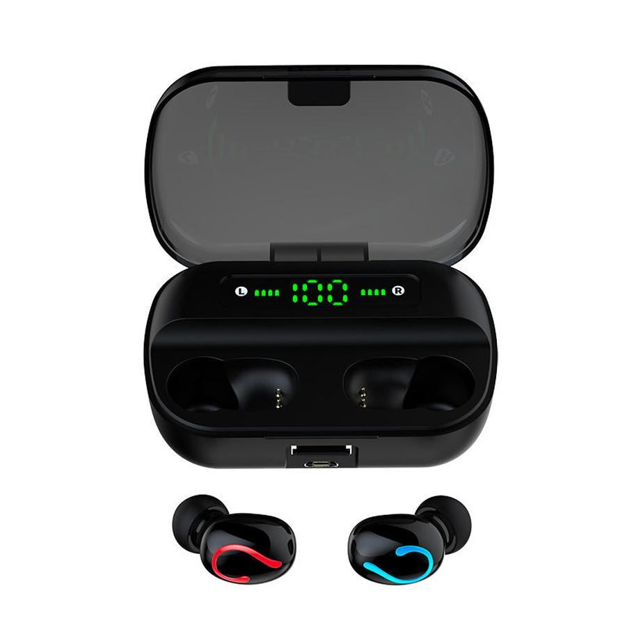 JMT-466890 Intelligent Noise Reduction Wireless Bluetooth Headset with Charging Case and Digital Display