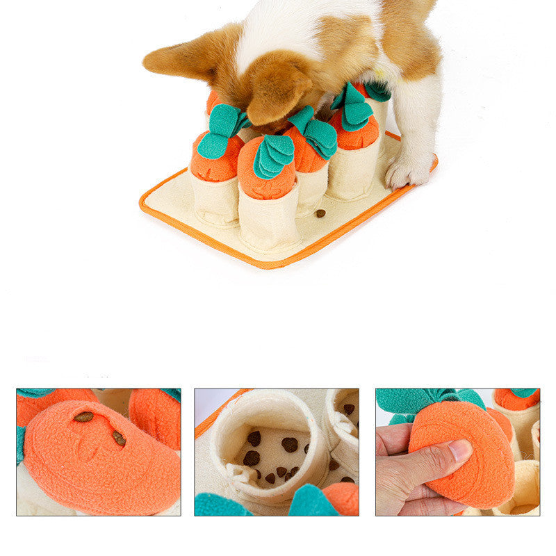JMT-466890 Pull Radish Puzzle Dog Toy for Sniffing and Slow Feeding - Durable Polar Fleece and Felt Material