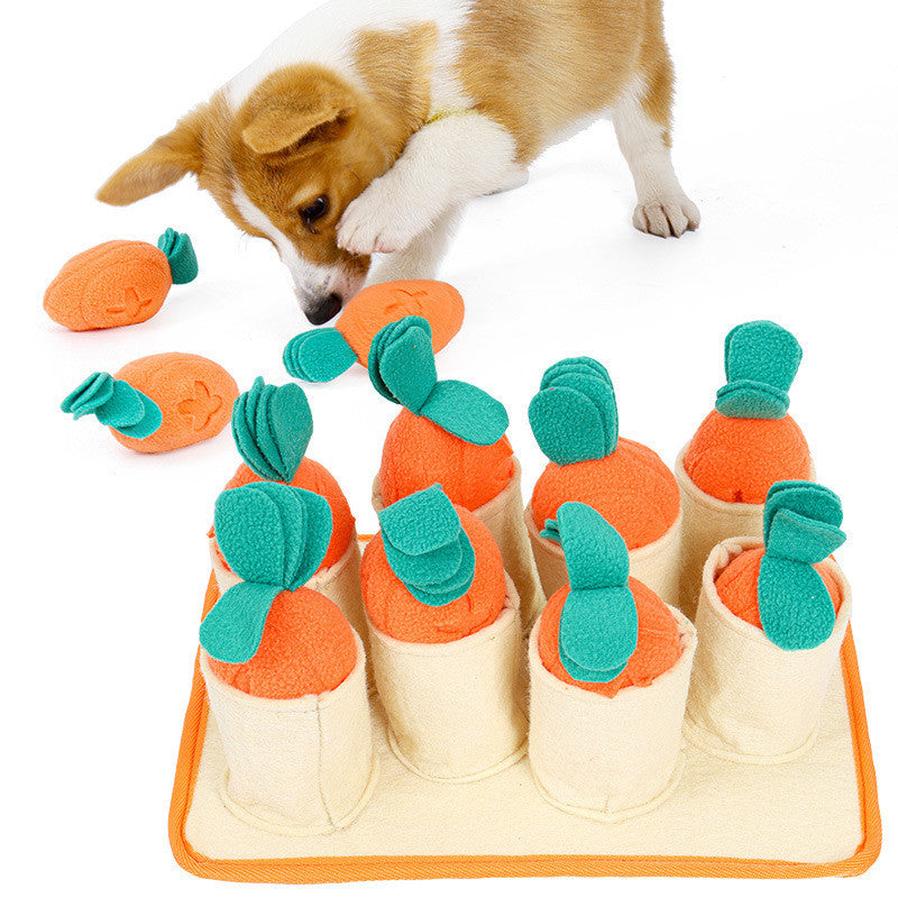 JMT-466890 Pull Radish Puzzle Dog Toy for Sniffing and Slow Feeding - Durable Polar Fleece and Felt Material