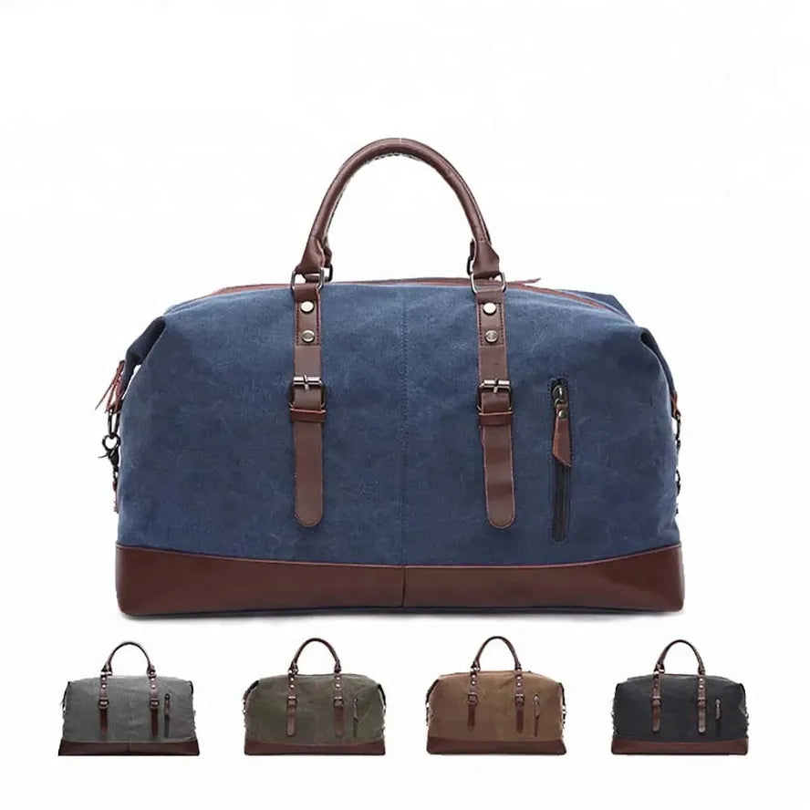 JMT-467146 Men's Vintage Canvas Large Capacity Waterproof Weekender Duffel Bag