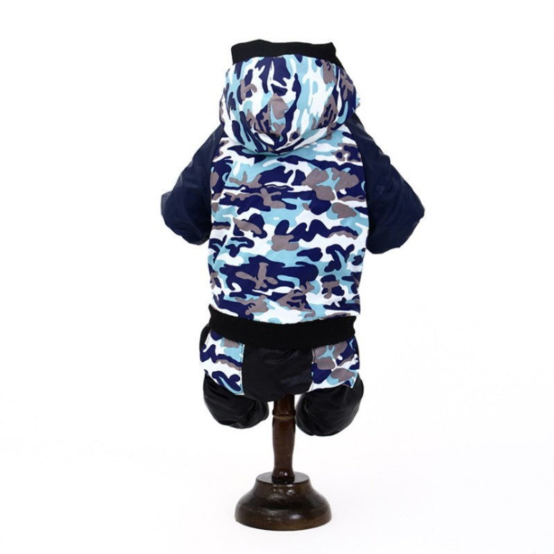 JMT-467530 Camouflage Hooded Cotton Jacket for Dogs - Polyester & Arctic Velvet with Fleece Lining