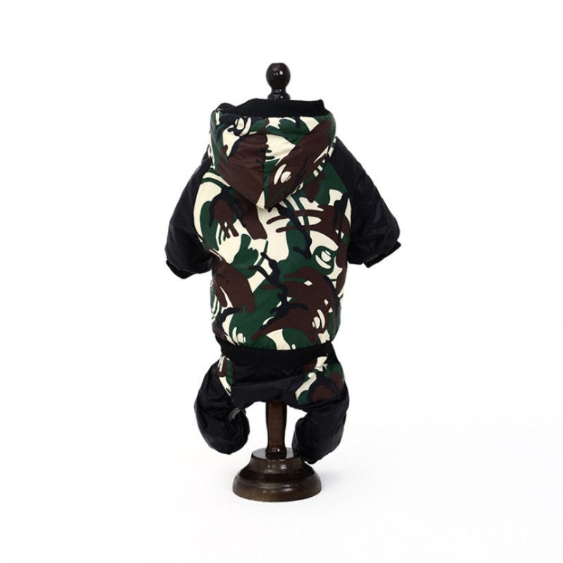 JMT-467530 Camouflage Hooded Cotton Jacket for Dogs - Polyester & Arctic Velvet with Fleece Lining