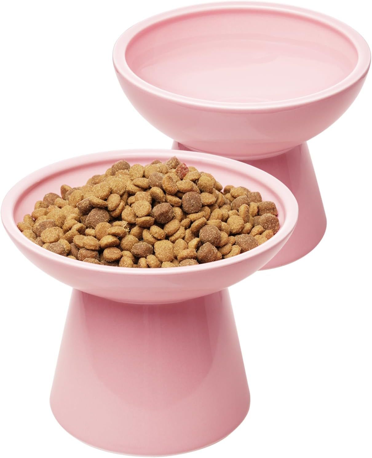 JMT-467722 Elevated Ceramic Cat Food Bowl Set for Comfort and Digestion – Whisker-Friendly Design, Easy to Clean