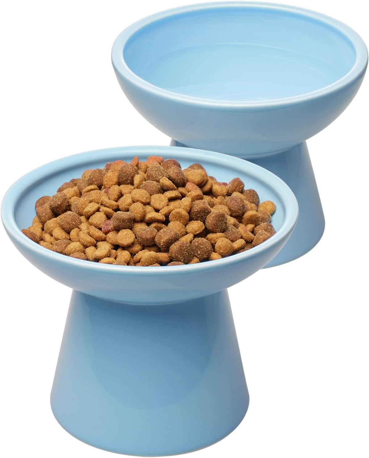 JMT-467722 Elevated Ceramic Cat Food Bowl Set for Comfort and Digestion – Whisker-Friendly Design, Easy to Clean