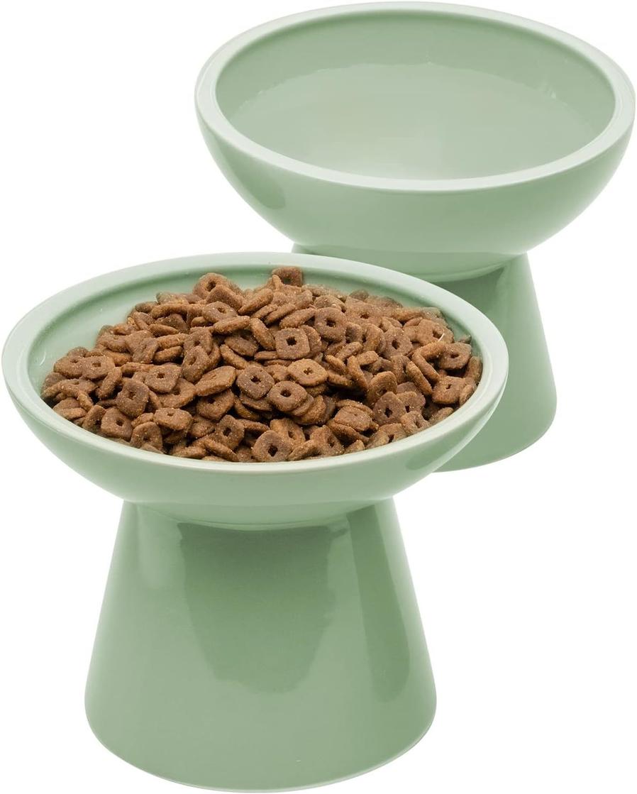 JMT-467722 Elevated Ceramic Cat Food Bowl Set for Comfort and Digestion – Whisker-Friendly Design, Easy to Clean