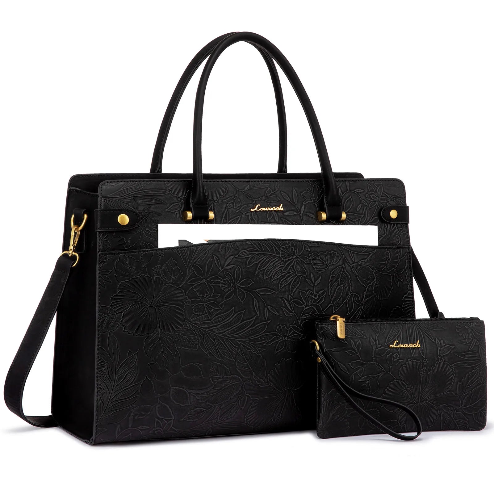 JMT-467722 Large Leather Work Tote for Women, Fits 15.6-17 Inch Laptops, Office Handbag and Briefcase