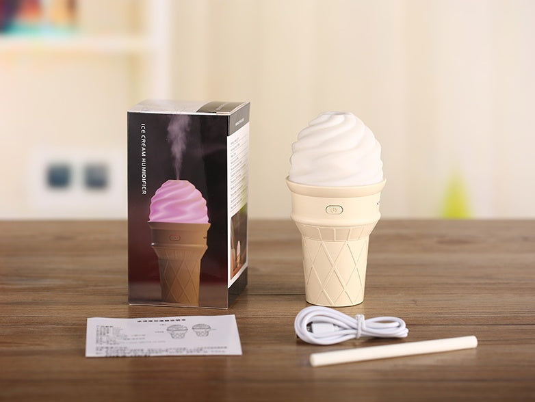 JMT-468042 Cute Ice Cream Humidifier - USB Powered, 41-60 Sq. M Area, Mechanical Operation, Quiet 36dB