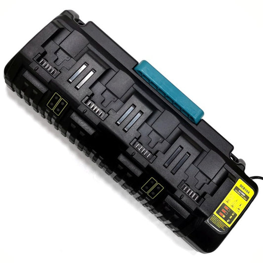 JMT-468234 Four-Port Fast Charger for DCB104 Electric Tool Batteries, 100V-240V Input, 14.4V-18V Output, 12A Total Capacity, Built-In Safety Features