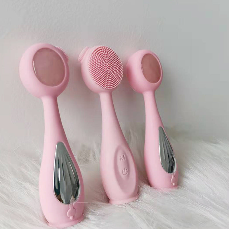 JMT-468298 Double Contact Basic Cleansing Jade Tool for Gentle Facial Cleansing - Pink