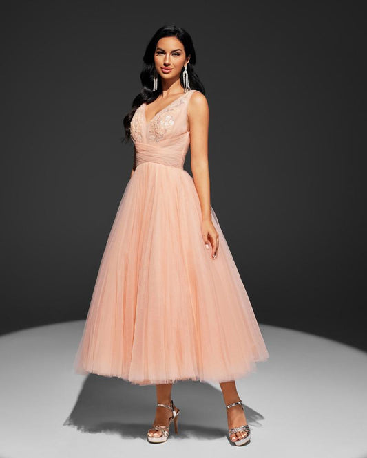 JMT-468298 Elegant Orange Evening Dress with Timeless Design and Flattering Fit