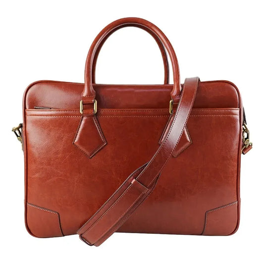 JMT-468874 Men's Leather Laptop Briefcase for Business and Work Use