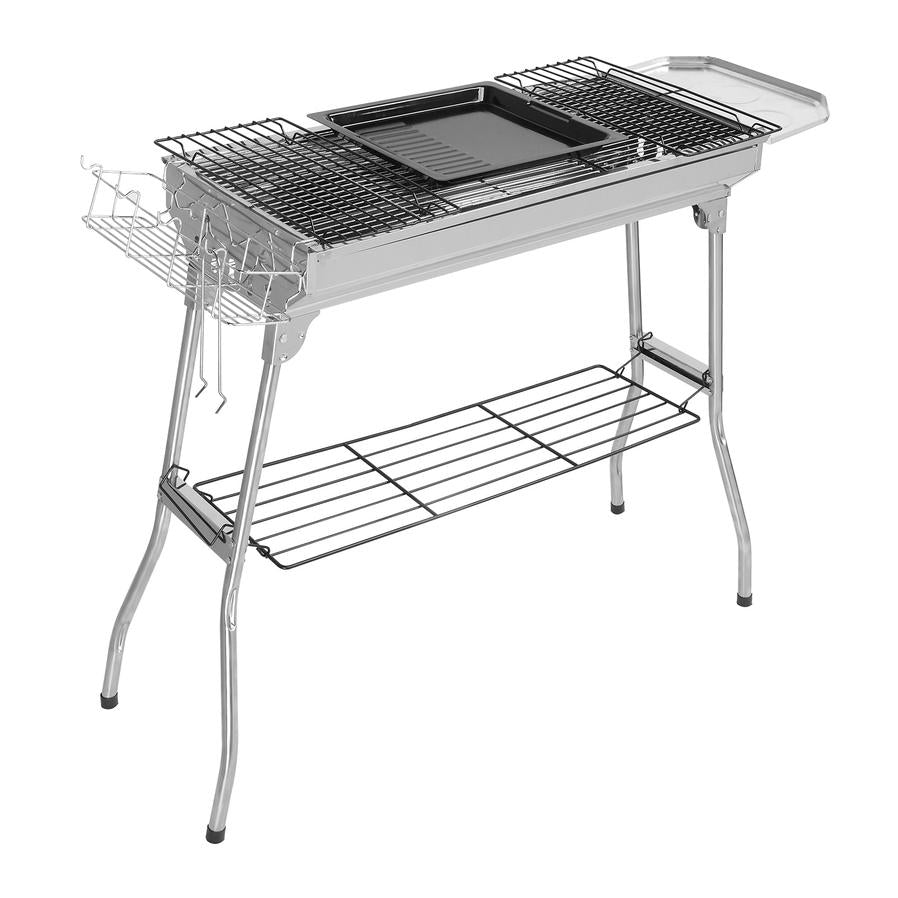JMT-468938 Silver Stainless Steel Barbecue Grill - 30cm x 70cm Cooking Area