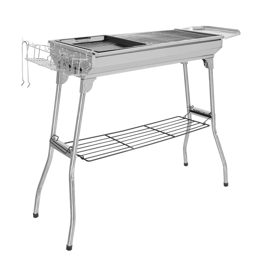 JMT-468938 Silver Stainless Steel Barbecue Grill - 30cm x 70cm Cooking Area
